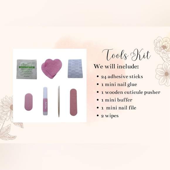 Elegant Pink and Tan Press-On Nails, size M - Picture 2 of 3